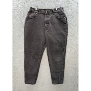 Vintage Lee Riveted Jeans Womens 14 Petite Black Denim Faded Made In USA 90s Y2K